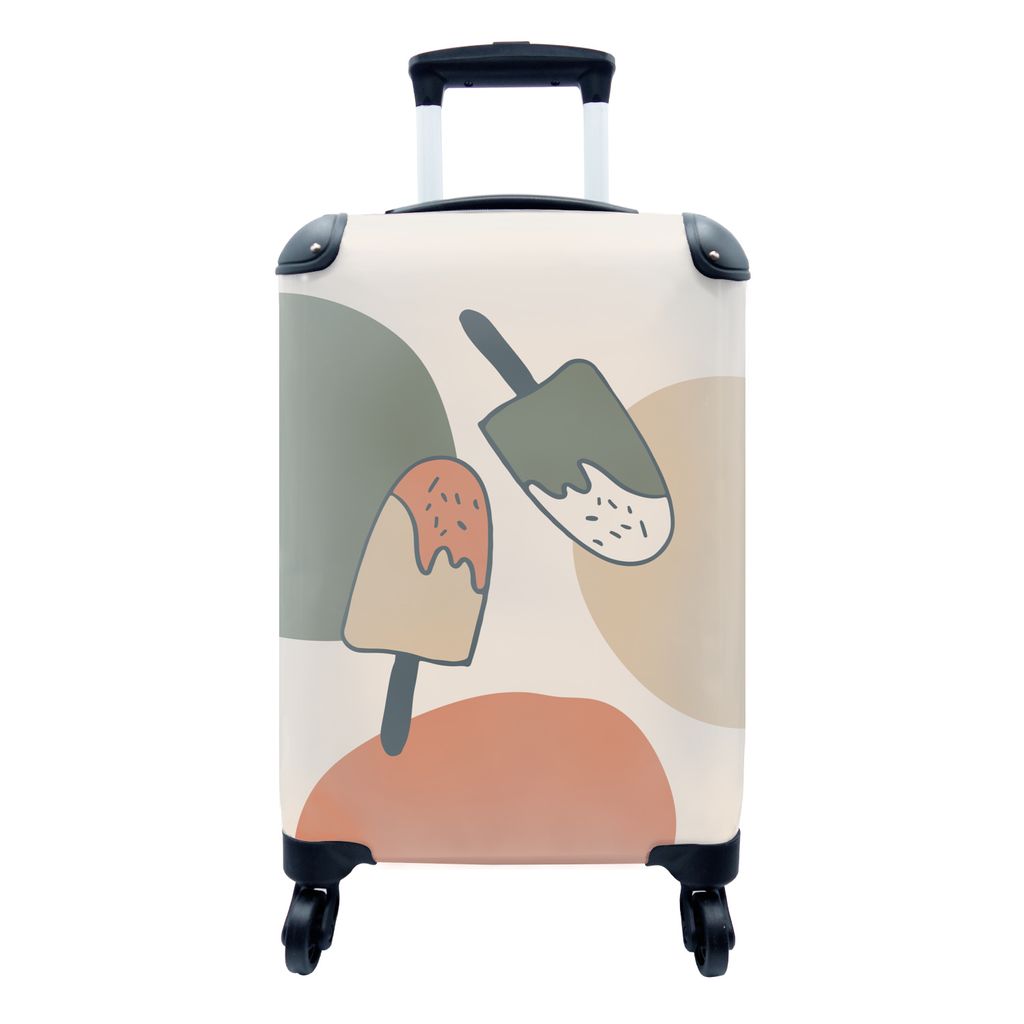 MuchoWow Koffer Handgepäck Trolley Rollkoffer Kleine Reisekoffer mit 4 Rollen - Sommer - Pastell - Eiscreme - Cabin Size < 55x40x23 cm & 55x40x2...