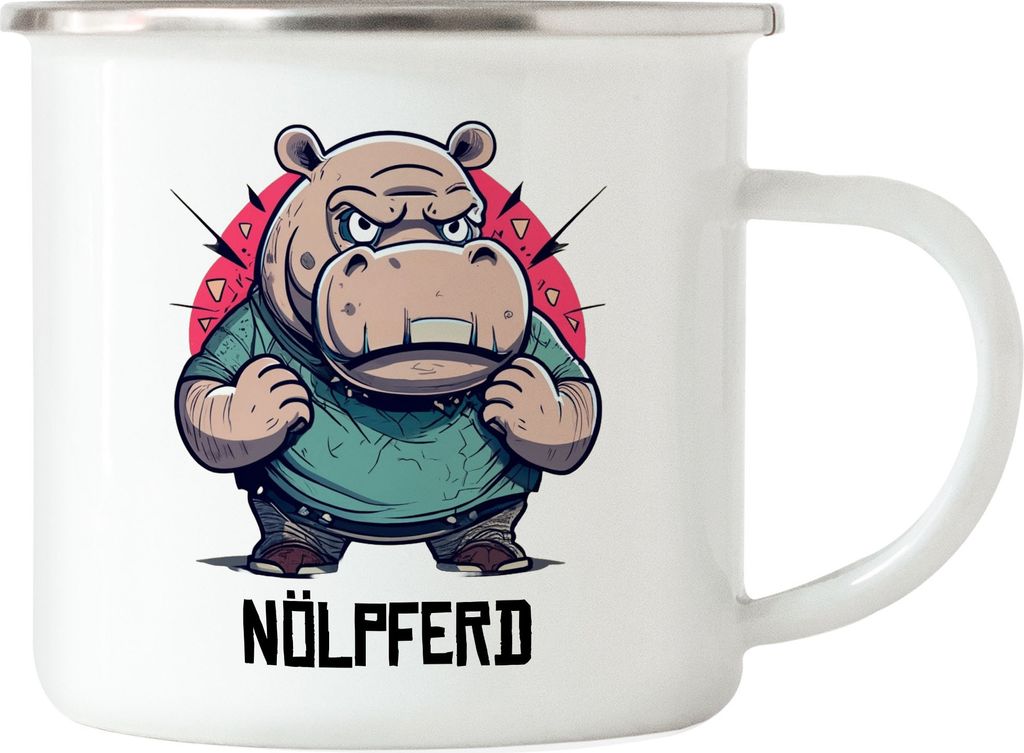 Nölpferd Emaille Tasse Wortwitz Geschenk Nilpferd Nörgeln Kollegen Chef Sarkasmus Arbeit Büro