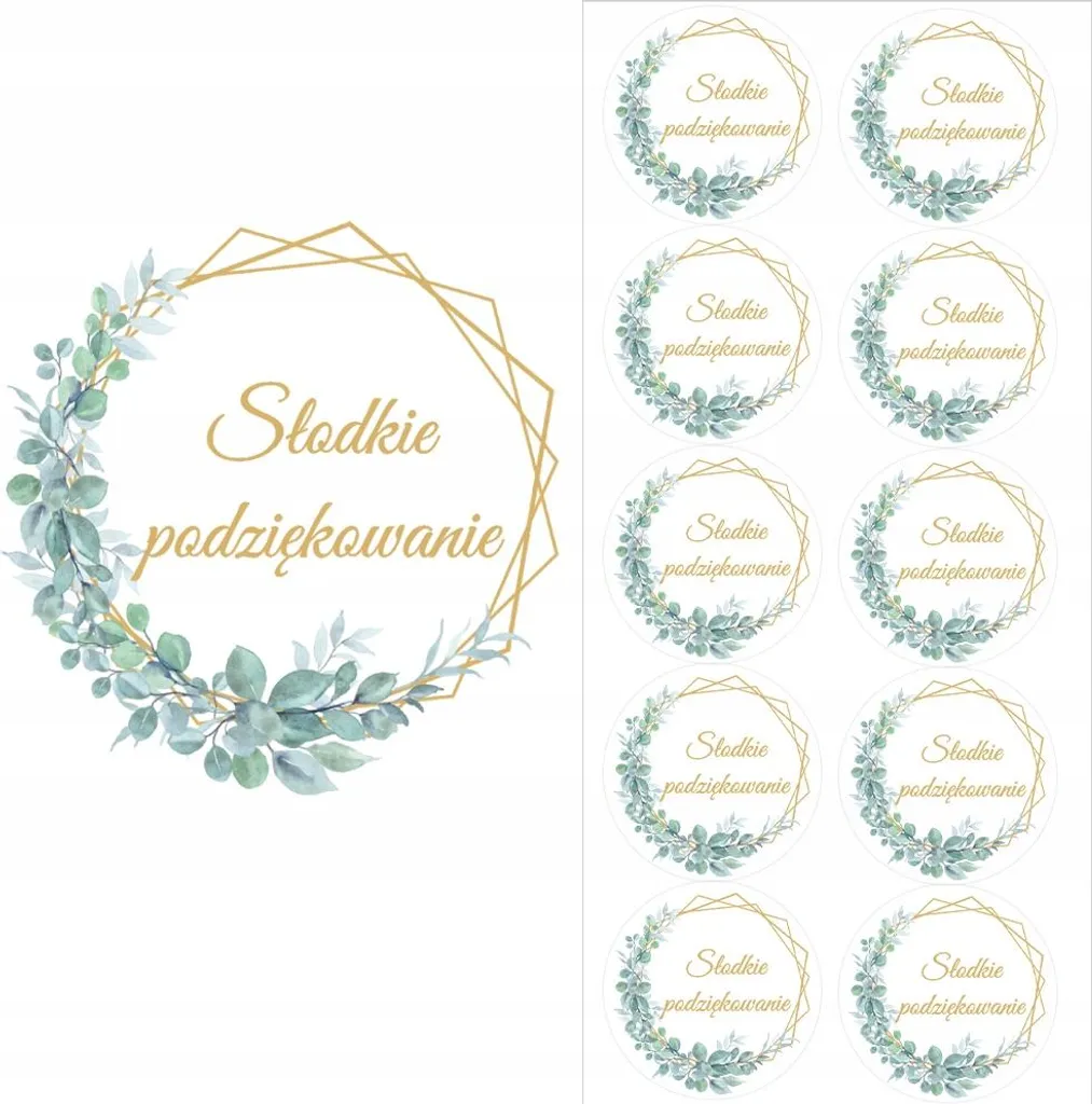 Etichette Adesive Eucalipto per Comunione 50mm - Set 10 Chiudipacco Boho