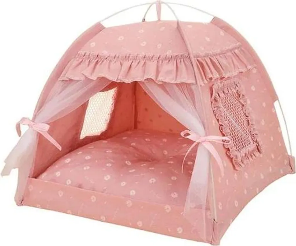Tente animaux étanche et portable avec imprimé floral rose format L