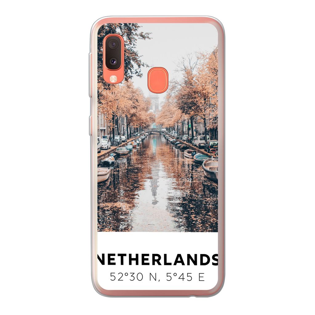 MuchoWow Handyhülle Schutzhülle Hülle für Samsung Galaxy A20e Niederlande - Amsterdam - Gracht - Herbst Silikon Softcase Handy Hülle - Abdec...