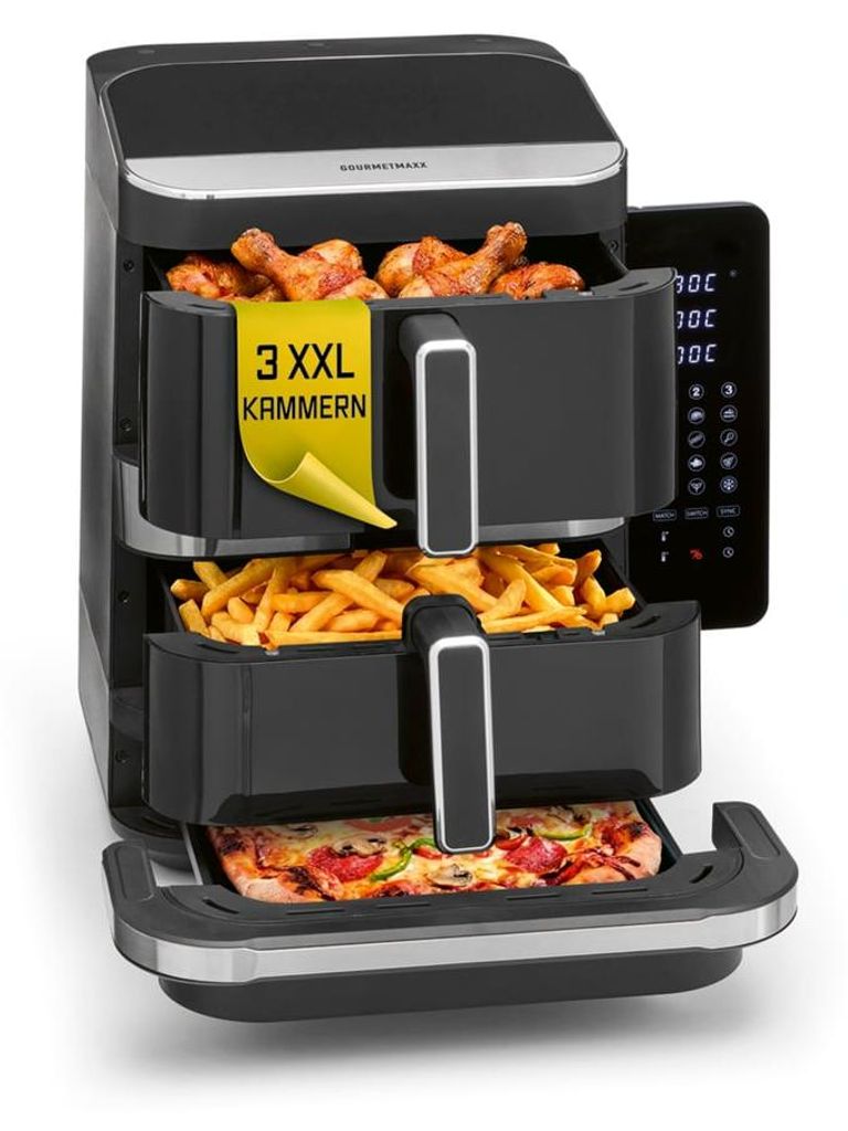 GOURMETmaxx Friteuse à air chaud 2800W, noire, avec double Image du produit 