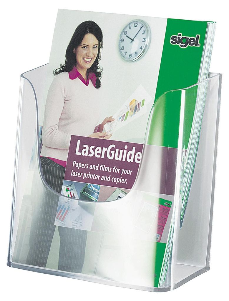 SIGEL LH116 Wand-Prospekthalter, DIN A5 (148x210 mm), 1 Fach, glasklar, Acryl