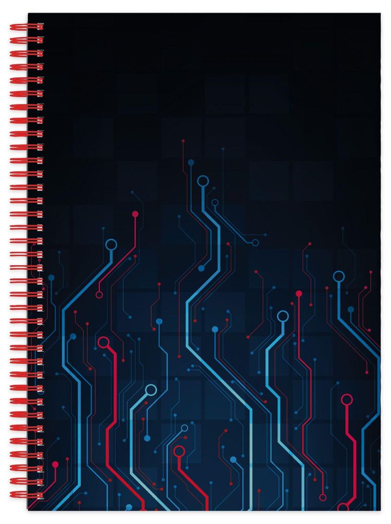Spiral-Notizbuch mit fbg. Rändern Network Lineatur: kariert, liniert, dotted, blanko, 100 Blatt, 70 g/m² A5