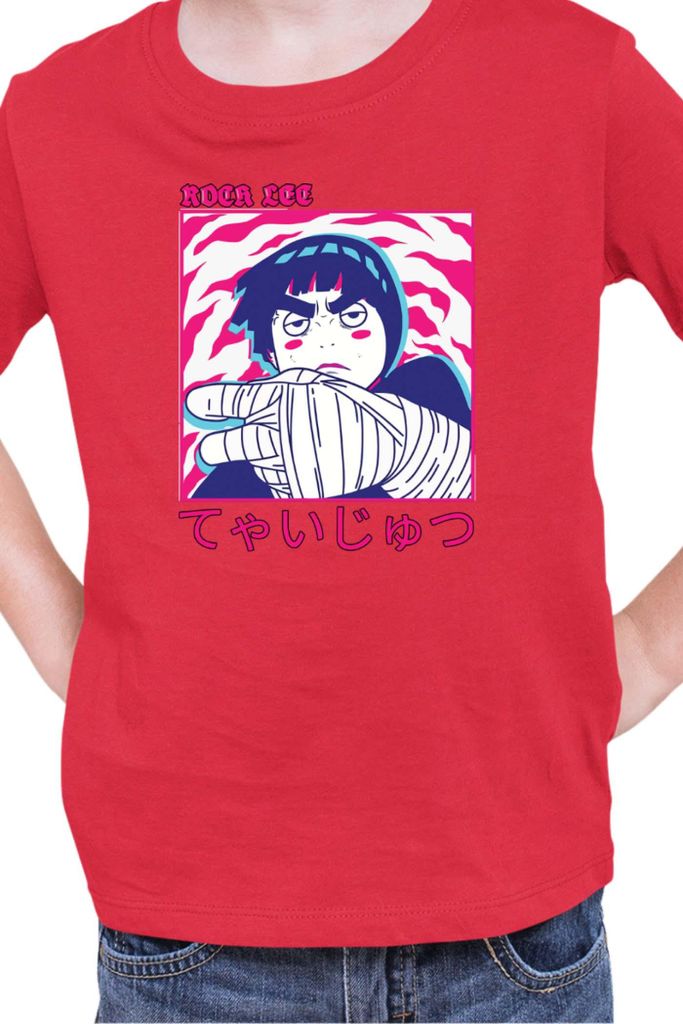 Kinder T-Shirt Naruto Rock Lee 02, 9-11 Jahr - 140 / Rot