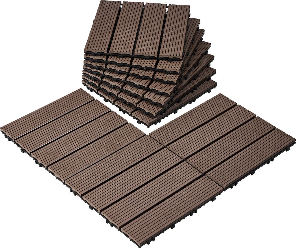 VEVOR Terrassenfliesen, 10er-Set, Balkonfliesen 295 x 295 mm, Klickfliesen, wasserdichter Kunststoff-Bodenbelag für den Außenbereich, Terrassenbo...