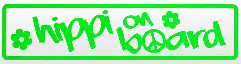 Kiwistar Hippi on Board Magnetschild Schild magnetisch - 20cm Neongrün - Magnetfolie für Auto PKW Kfz