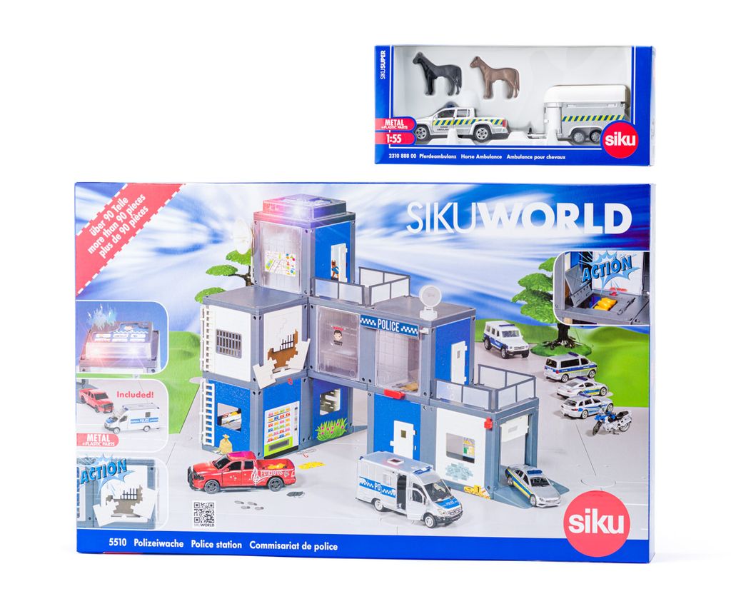 SIKU World - policajná stanica a vozidlo na prepravu koní Obrázok produktu