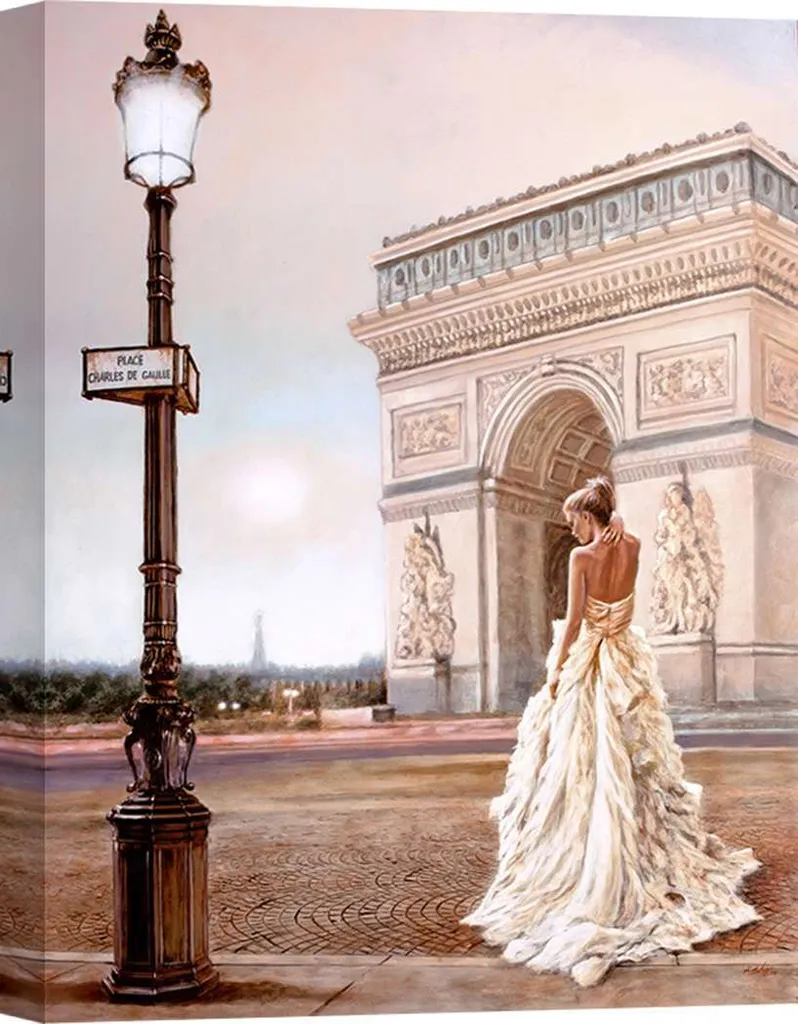 Décoration Murale Salon Paris 80x60 cm - Toile Romantique John Silver