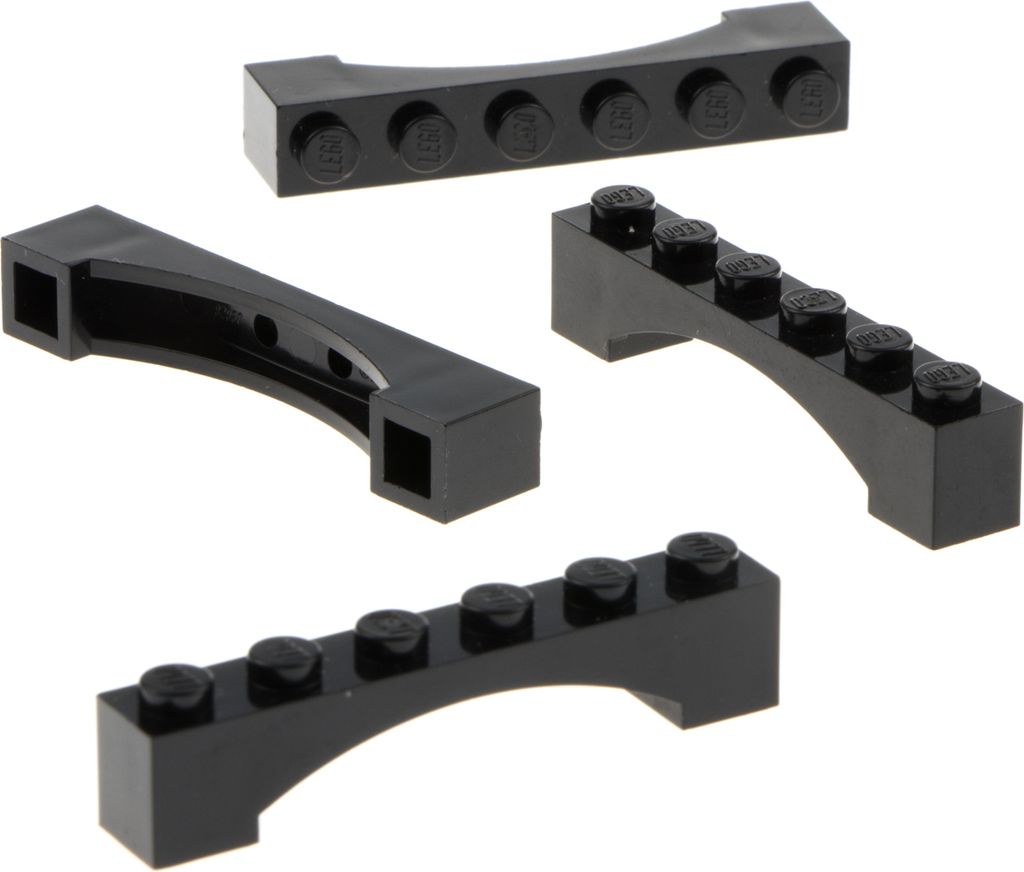 4 x Lego Bogenstein 1x6x1 schwarz rund Bogen erhöht Brücke Burg 4620763 92950