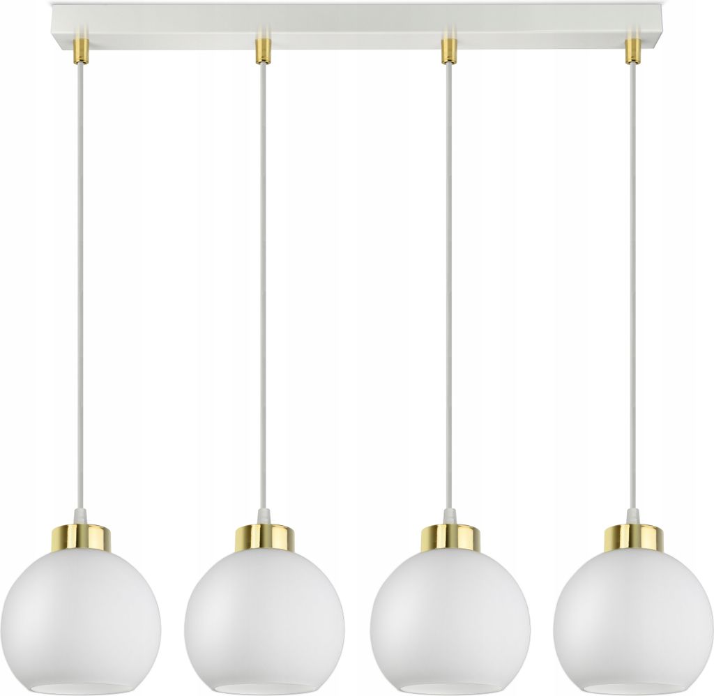 LUXOLAR - Led Pendelleuchte - 4 flammig Deckenleuchte Weiß E27 60W - Hängelampe wohnzimmer für Wohnzimmer, Küchen - Weiß Glas Kugeln