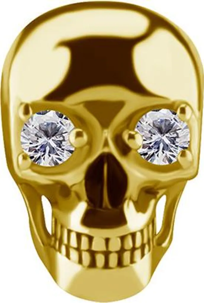 Piercing Push-In Design Crâne en CoCr NF Finition Or sans Nickel Pur