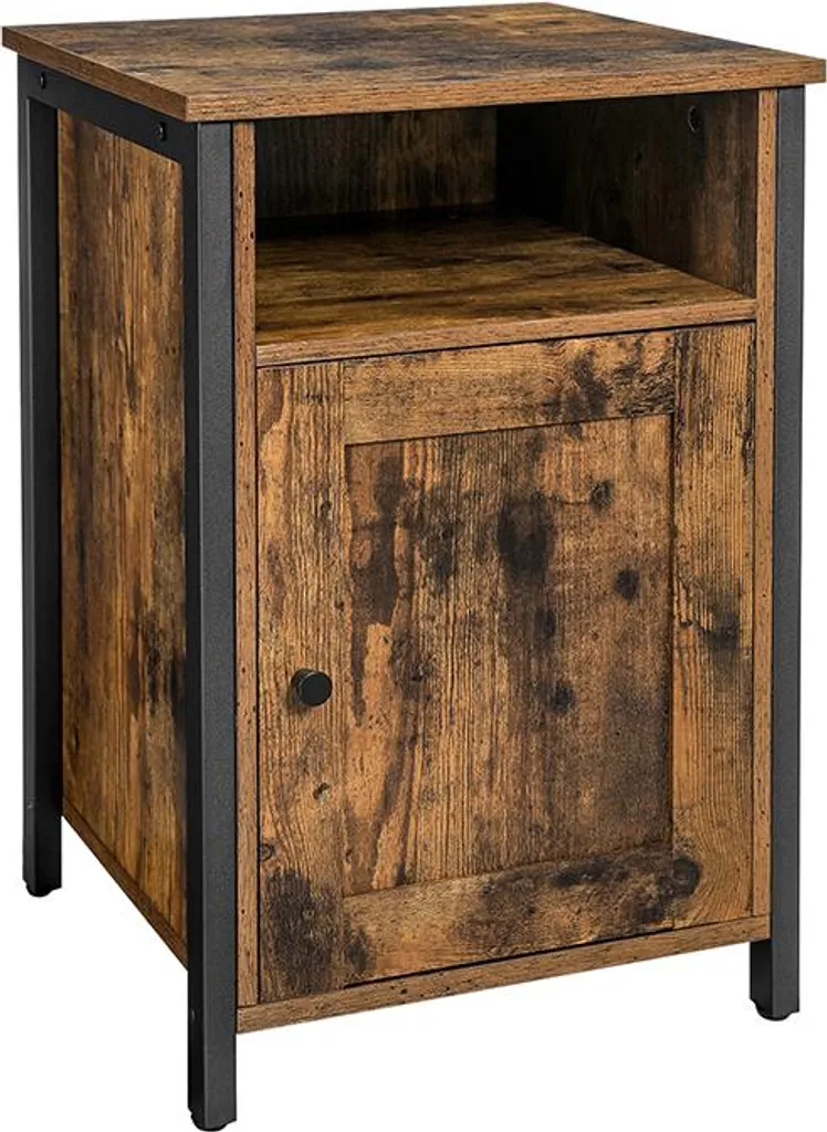 Table d'appoint avec rangement bois et métal noir 40x40x60 cm - Loft