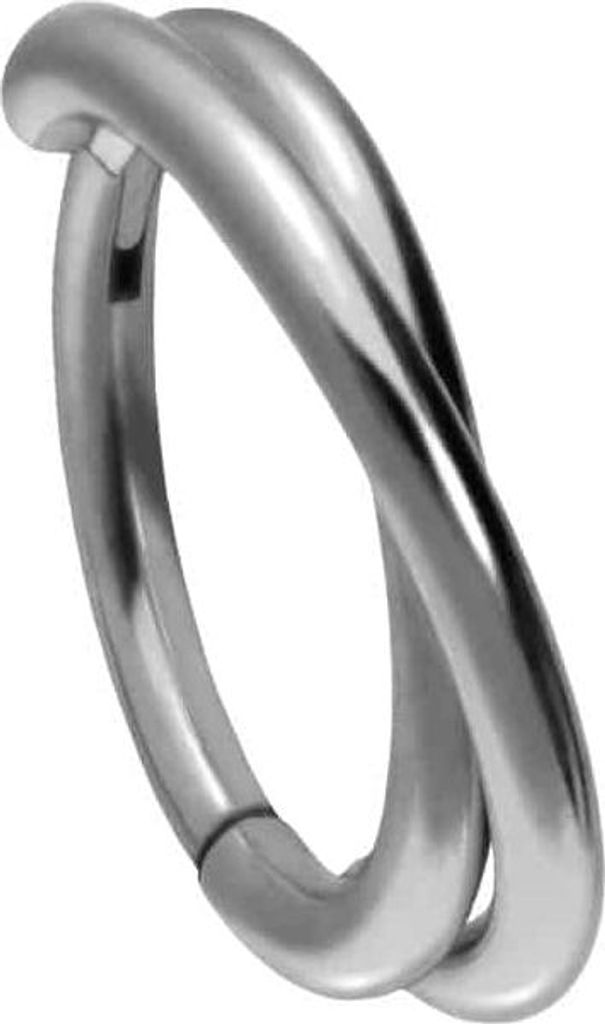 Ohrpiercing, Nasenpiercing, Septum Piercing Titan Segmentring Clicker 2 RINGE ÜBERKREUZT Silber Innendurchmesser: 8mm + Stabstärke: 1mm