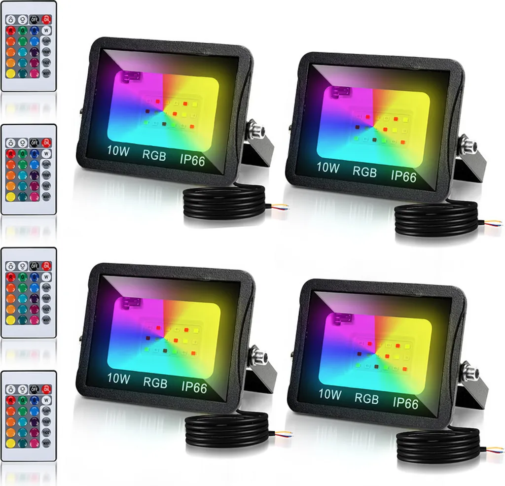 Risparmio e Colore: Set 4 Faretti LED RGB 10W Jopassy Outdoor
