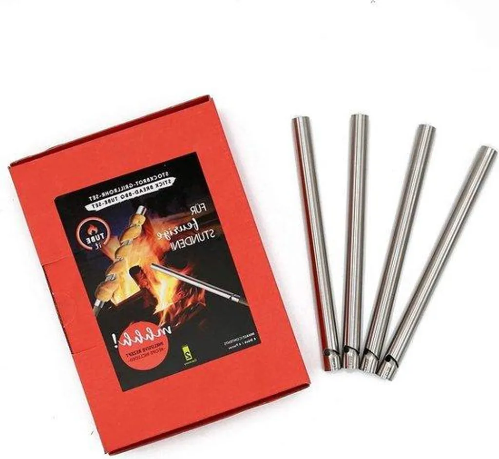 Lot de 4 brochettes inox 200mm x 13mm - Pics réutilisables haute qualité