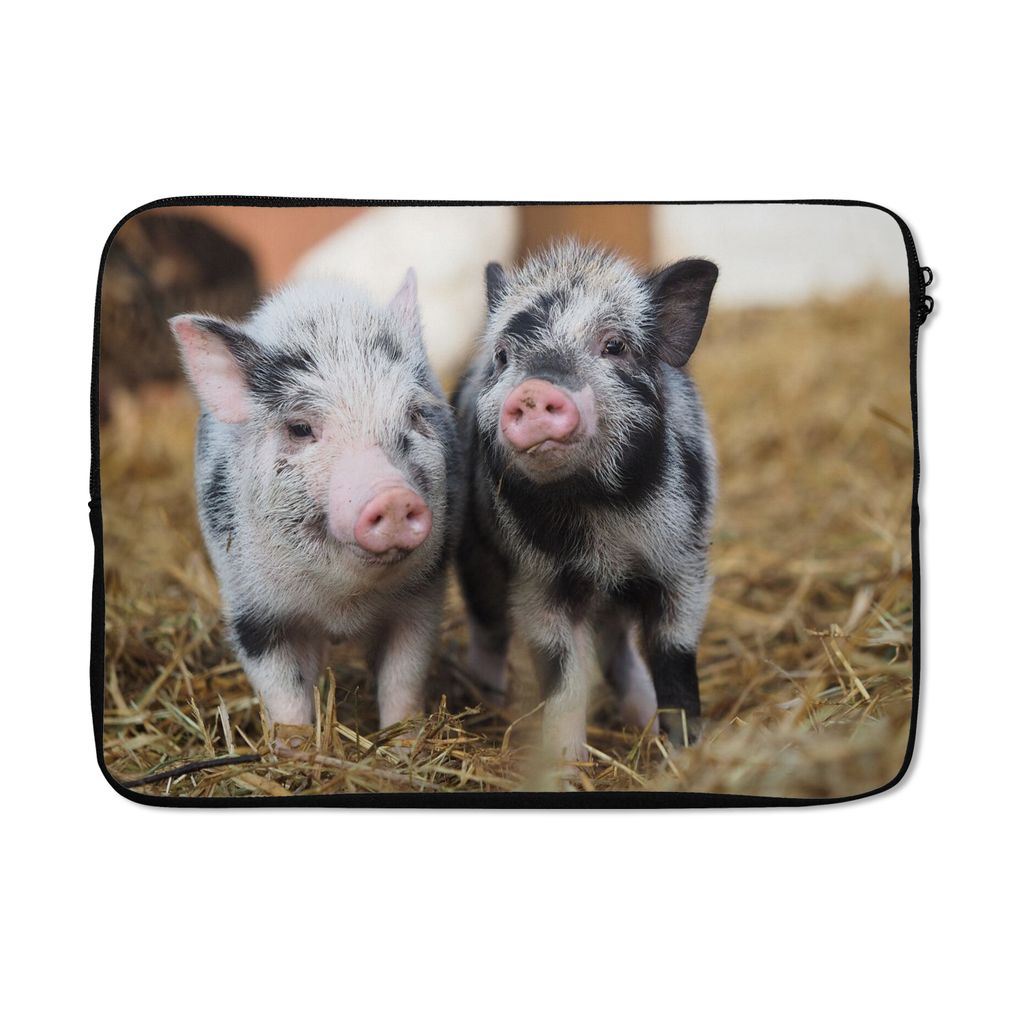 MuchoWow Laptop Hülle 13 Zoll Schwein - Tiere - Ferkel Laptoptasche - Laptophülle - Sleeve - Rundumschutz