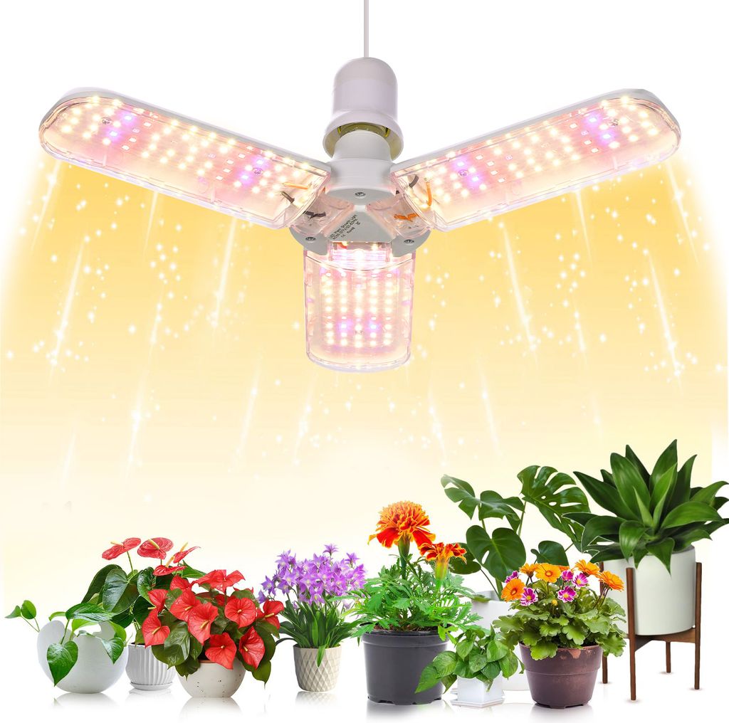 LED Pflanzenlampe E27 30W Pflanzenlicht Vollspektrum 180LED Fächerform Sonnenlichts Grow Light faltbaren Pflanzenlampen für Zimmerpflanzen, Gewä...