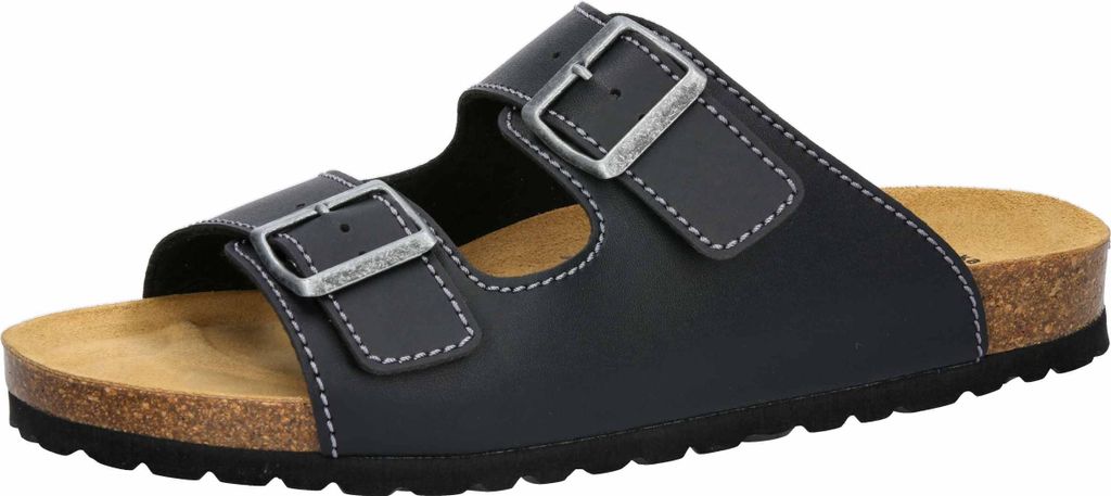 Herren Pantolette Größe 44 mit verstellbaren Schnallen, anatomischem Leder-Fußbett