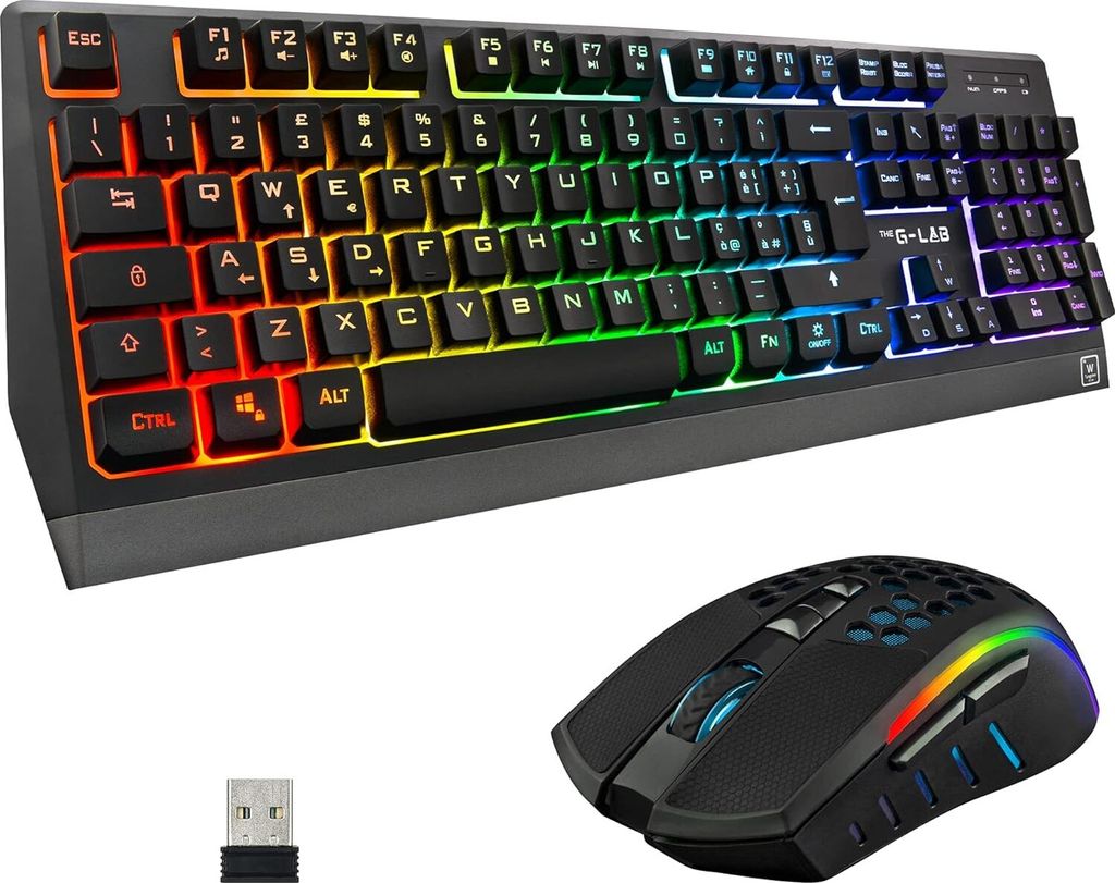 Combo Tungsten Kabellose Gaming-Tastatur mit Hintergrundbeleuchtung - Italienisch + 2400 DPI Maus für PC/PS4/PS5/Xbox One/Xbox X-Serie X/S