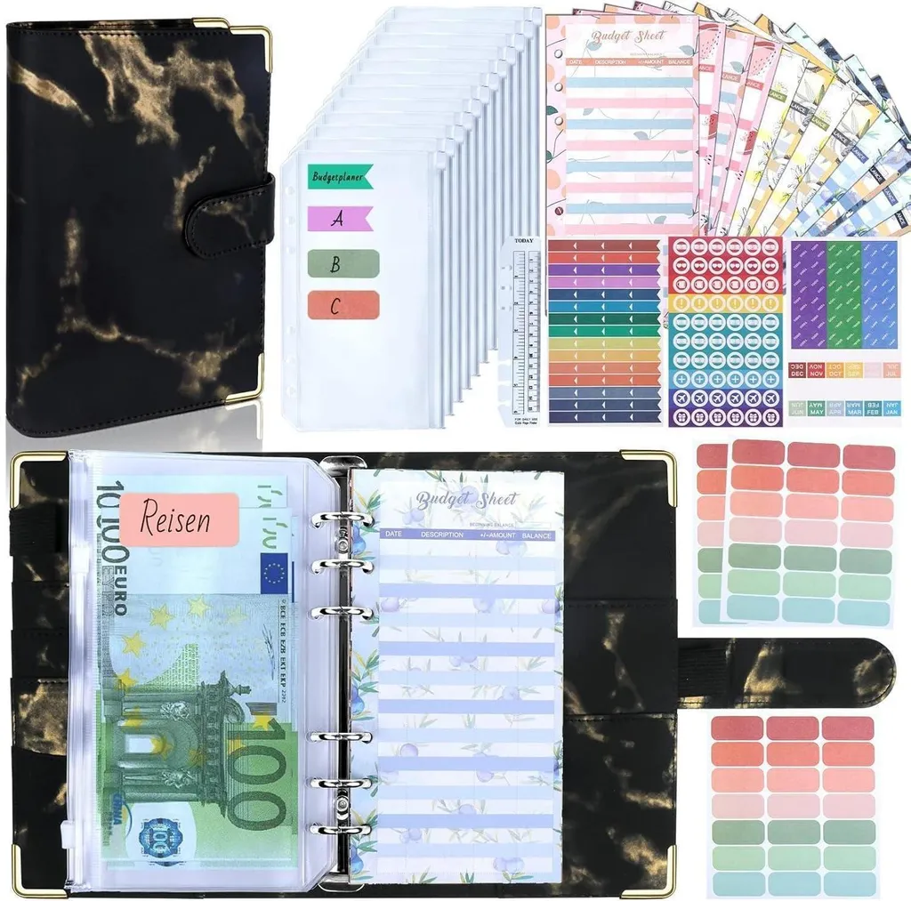 Organizer Finanziario A6 Elegante - Budget Binder con Lamina e Buste