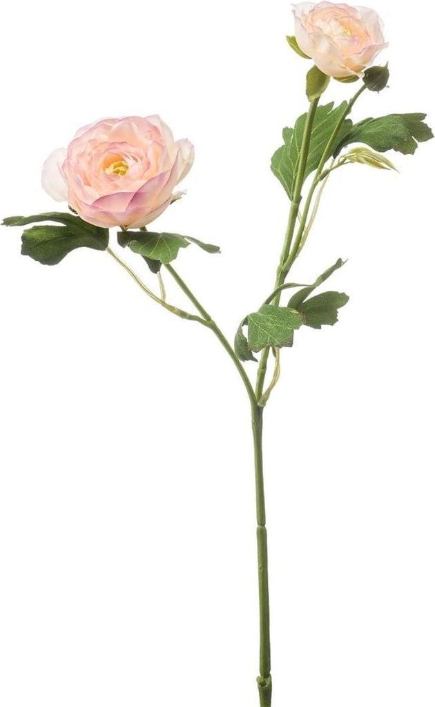 artplants.de Kunst Zweig Ranunkel Florance, rosa-lachs, 45cm - Deko Ranunkelzweig