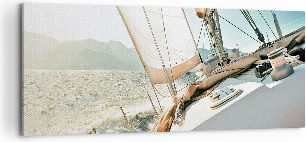 Bild auf Leinwand - Leinwandbild - Einteilig - Yacht Segeln So - 120x50cm - Wand Bild - Wanddeko - Wandbilder - Leinwanddruck - Bilder - Wanddekora...