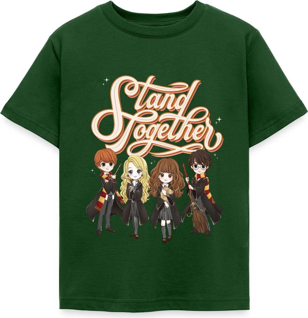 Spreadshirt Harry Potter Animierte Charaktere Stand Together Kinder T-Shirt, 122/128 (7-8 Jahre), Forstgrün