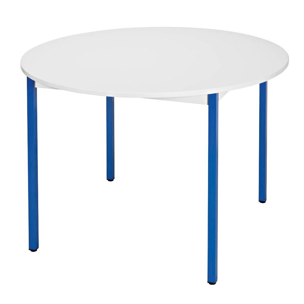 SODEMATUB Mehrzwecktisch lichtgrau, blau rund, Vierkantrohr blau, 110,0 x 110,0 x 74,0 cm