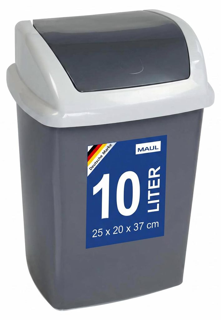 Cestino MAUL MAULswing 10 l plastica 25 x 20 x 37 cm grigio Immagine del prodotto 