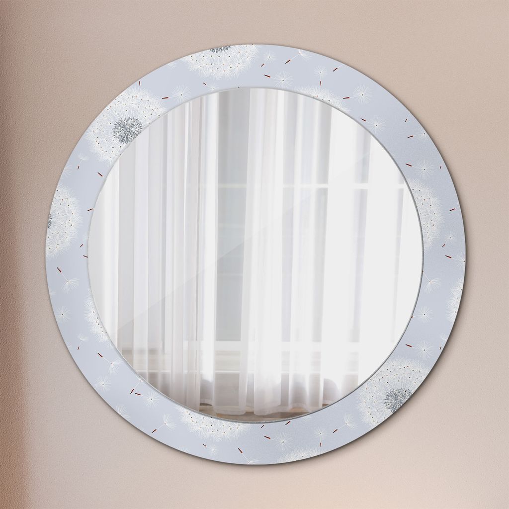 Wohnzimmer Spiegel - Mirror zum Wandspiegel Schlafzimmer – Schminkspiegel - Blumen Löwenzahn - Rund: Ø70cm