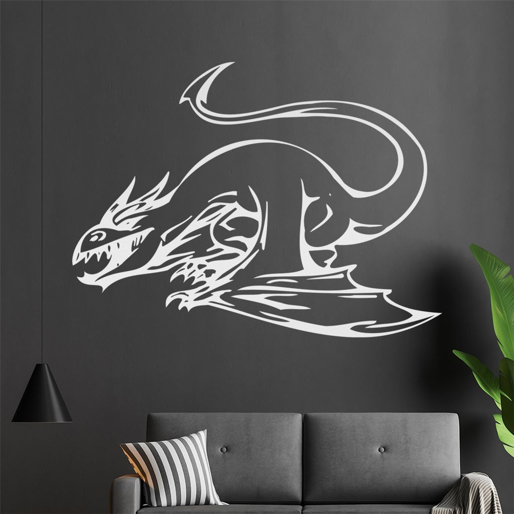 Drachen Angriff Wandtattoo in 6 Größen - Wandaufkleber Wall Sticker - Dekoration, Küche, Wohnzimmer, Schlafzimmer, Badezimmer