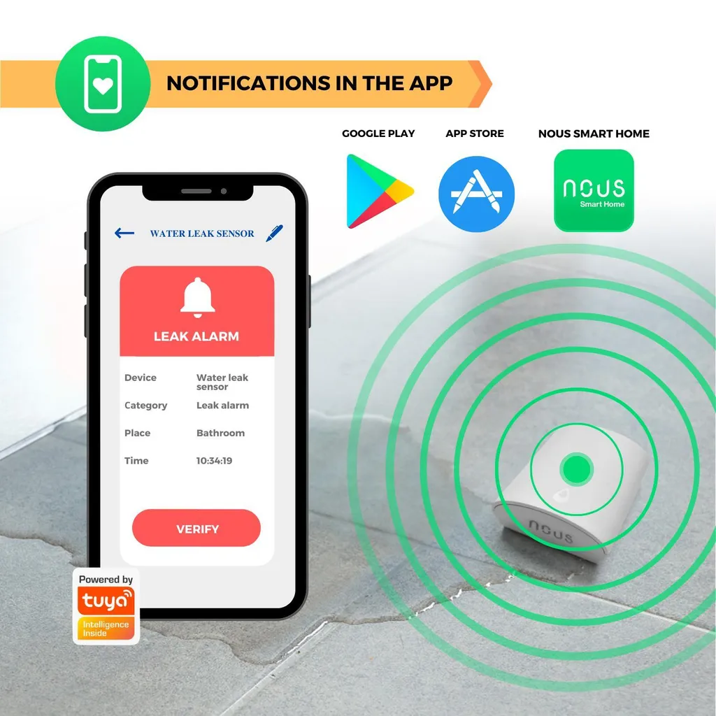 Nous E4 Zigbee Capteur de fuite d'eau intelligent haute précision blanc - 10