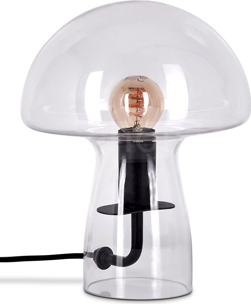 Alba Tischlampe aus Metall/Glas in Schwarz/Klar