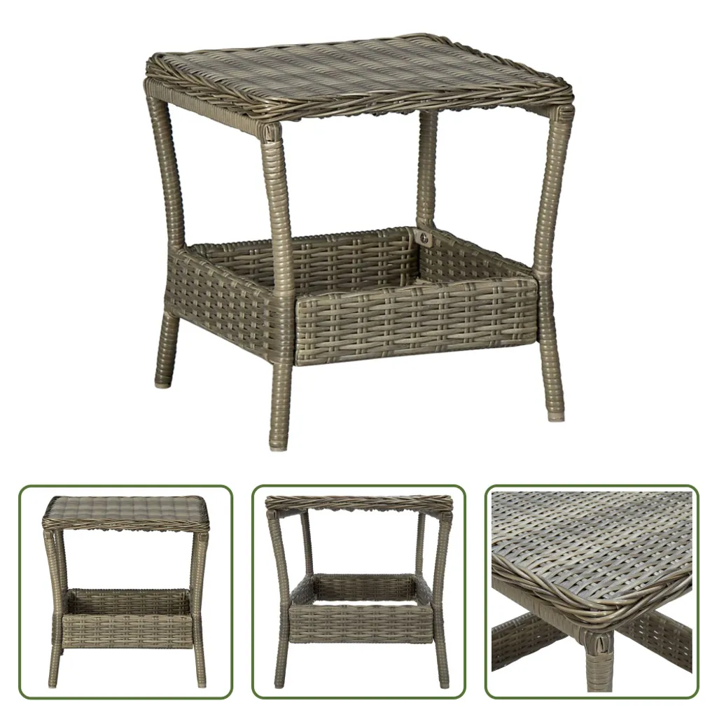 Table d'appoint extérieure en poly rotin marron durable de 45x45x46 cm - 6