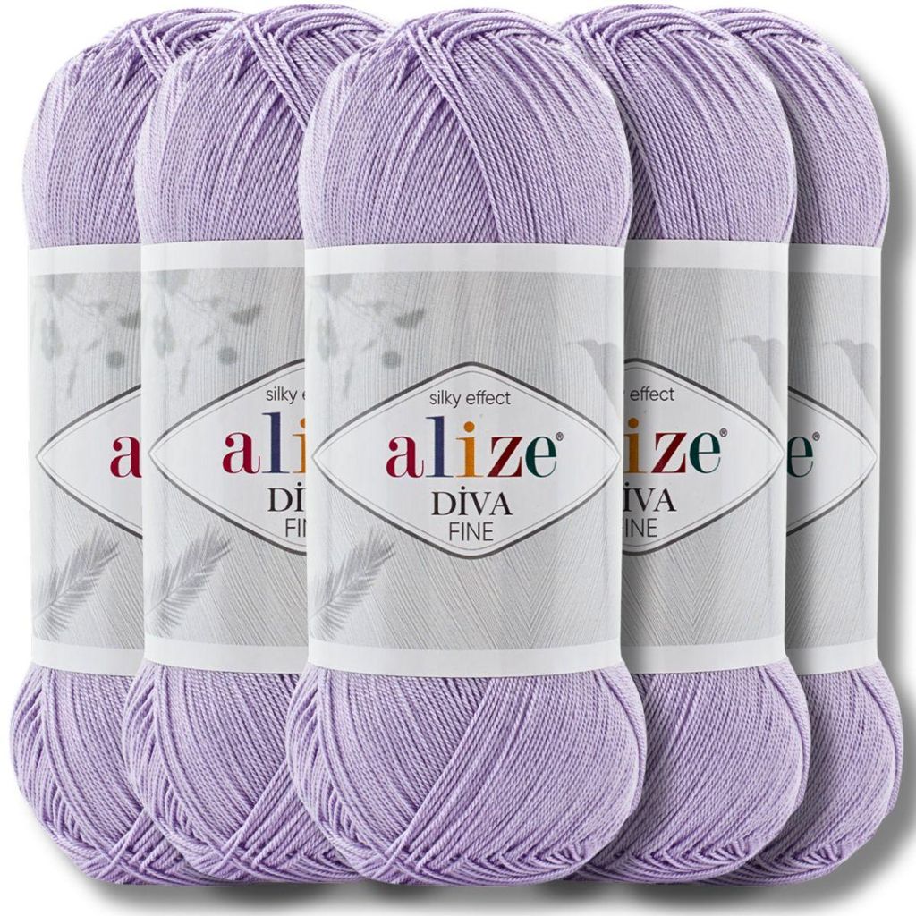 Alize 5x 100 g Diva Fine vlna, jednofarebná, na háčkovanie Obrázok produktu 
