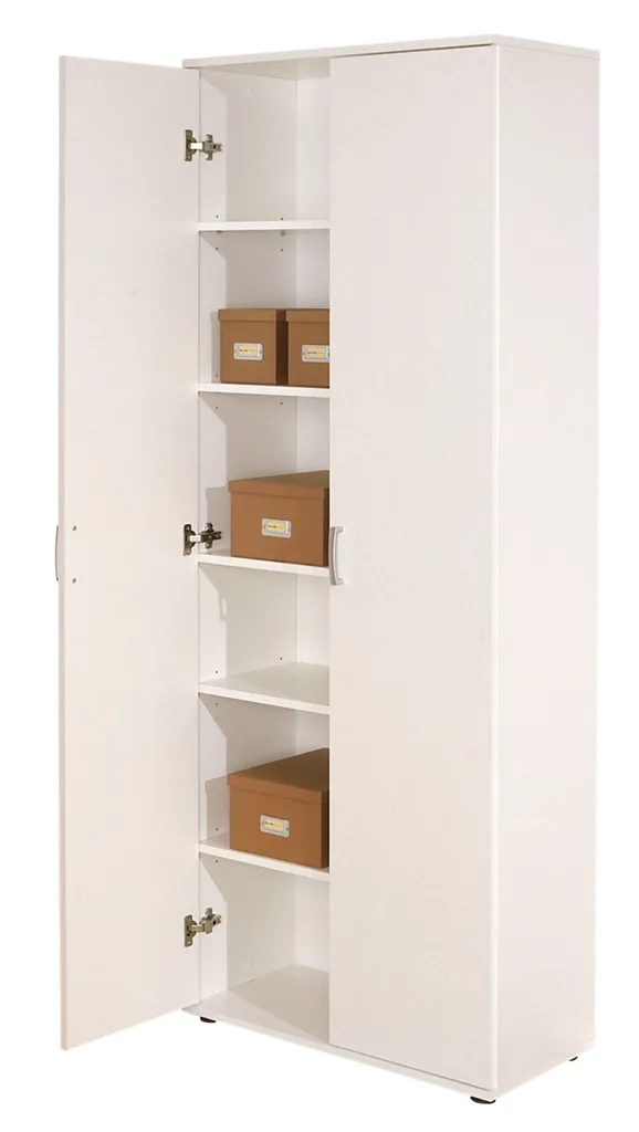 Armoire Blanche Arta avec 5 Tablettes Robustes - Meuble de Rangement Slim - 11