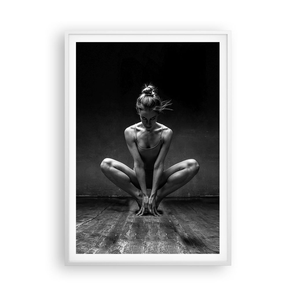 Gerahmtes Poster - Weißer Rahmen - Tänzerin Frau Ballerina - 70x100 cm - Wand Bild - Wanddeko - Wandbilder - Kunstposter - Wandposter - Bilderrah...