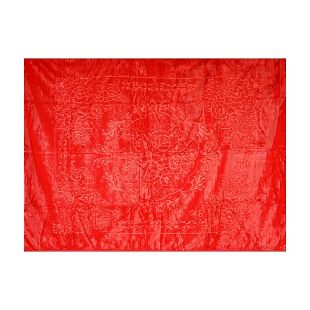 Almina Extra Weiche Wolldecke 200x240 cm 100%.Polyester mit Blumen Muster Waschmaschinengeeinet Rot