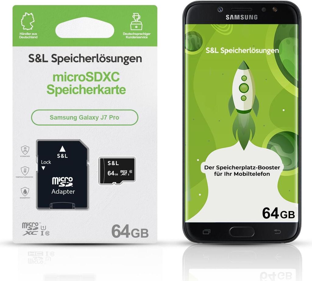 microSD Speicherkarte S&L für Samsung Galaxy J7 Pro - Speicherkapazität: 64 GB