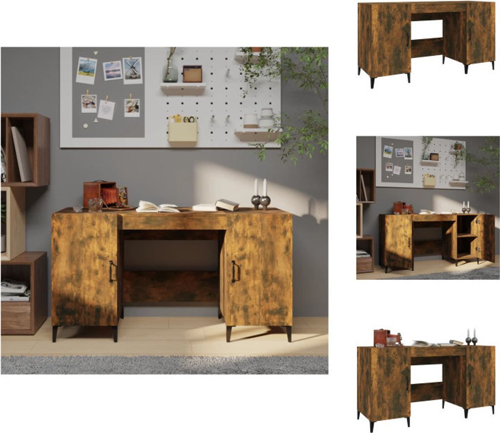 vidaXL Schreibtisch Räuchereiche 140x50x75 cm Holzwerkstoff - Schreibtische