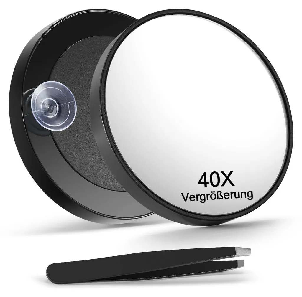 Fini les poils oubliés avec ce miroir grossissant 40x et pince noire