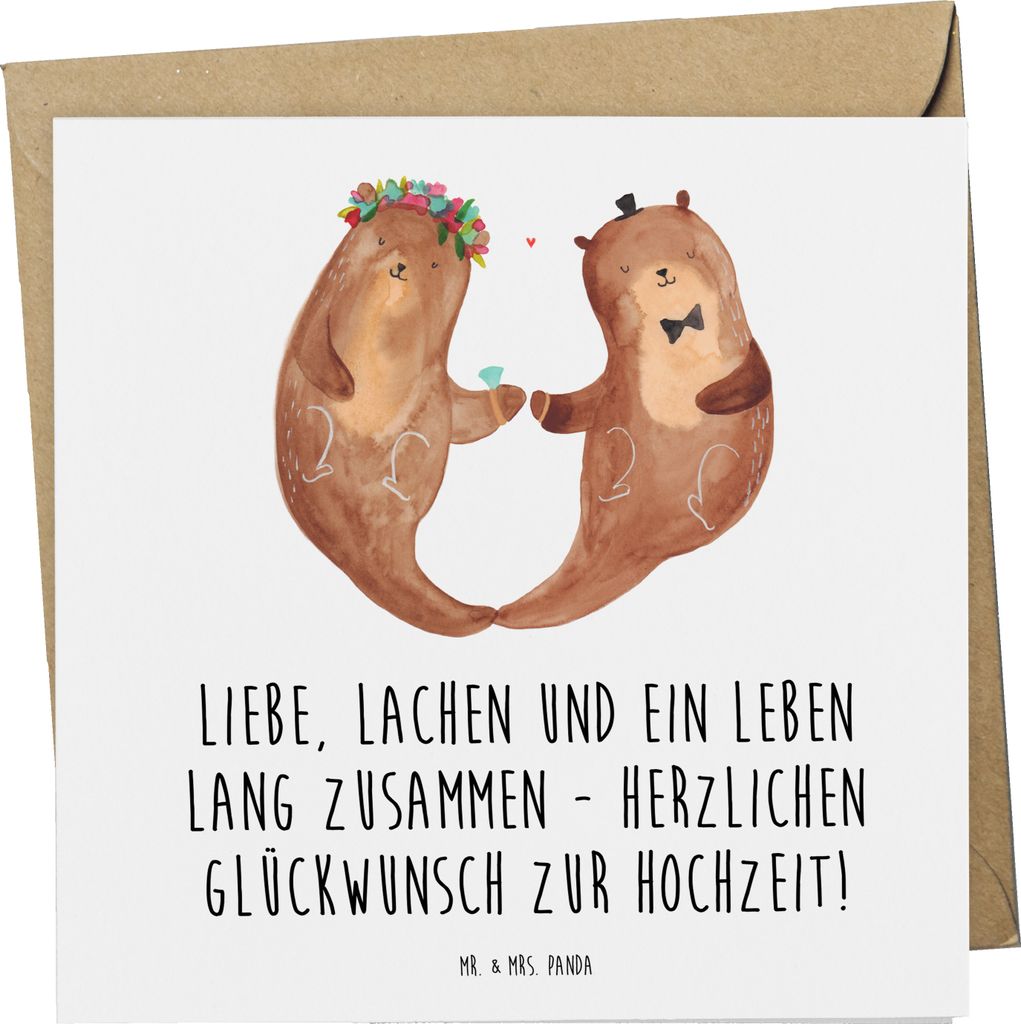 Mr. & Mrs. Panda Grußkarte Hochzeit Liebe Lachen - Weiß - Geschenk, Brautpaar, Klappkarte, anlasskarte, Heirat, doppelkarte, romantisch, Herzlich...