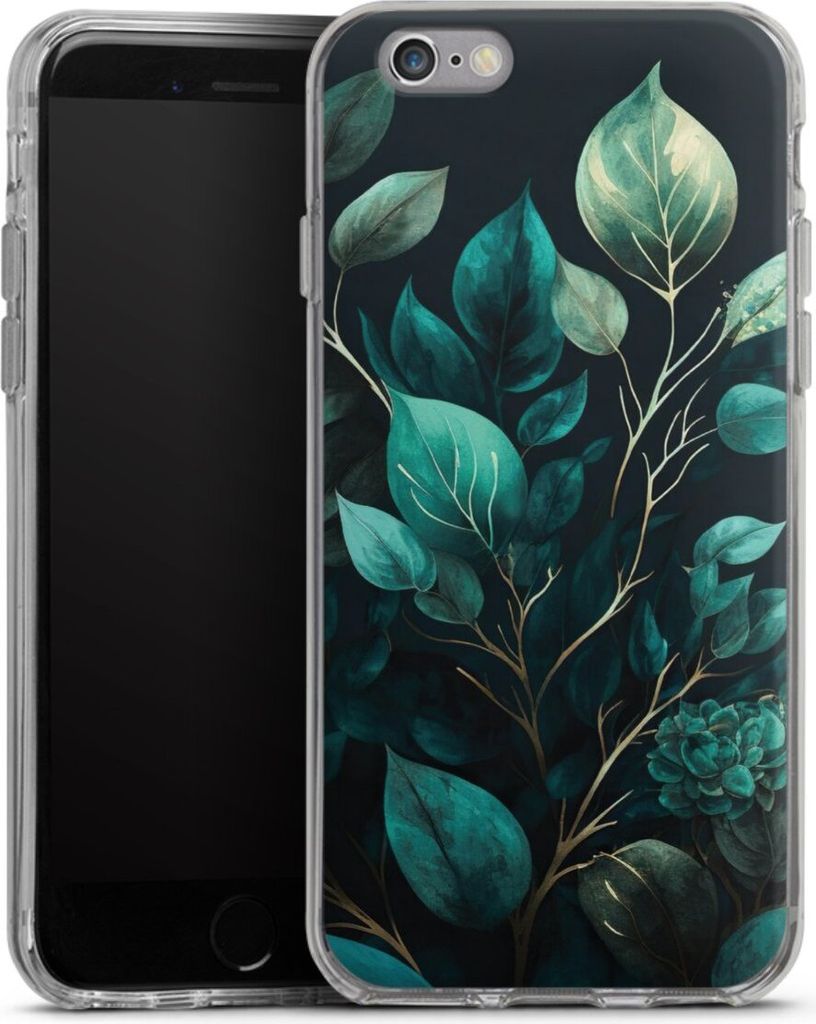 DeinDesign Handyhülle für Apple iPhone 6 Silikon Hülle Case Smartphone Schutzhülle Blätter schwarz Eukalyptus