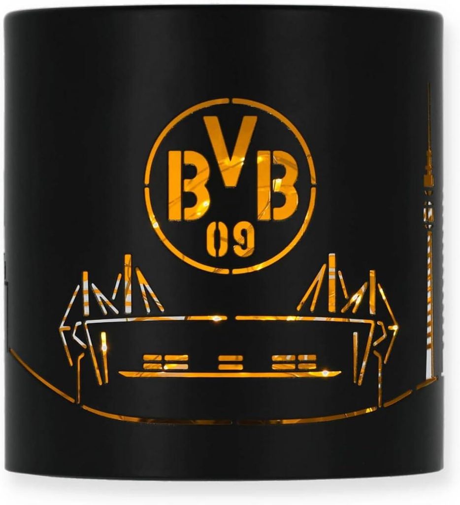 Borussia Dortmund BVB Windlicht mit Skyline schwarz Produktbild 