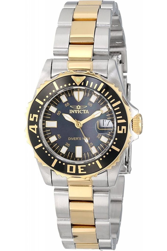 Invicta Pro Diver 2960 Damen uhr - Wasserdicht - Analog - Quarzuhrwerk - Edelstahl mit Perlmutt zifferblat - 30mm