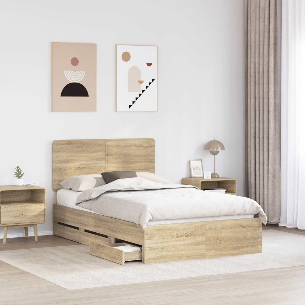 "Winter Sale" Bettrahmen Sonoma-Eiche 120 x 190cm Ingenieurs Holz - clorisNeu510326 - Klassische BettenJugendbett Tagesbett