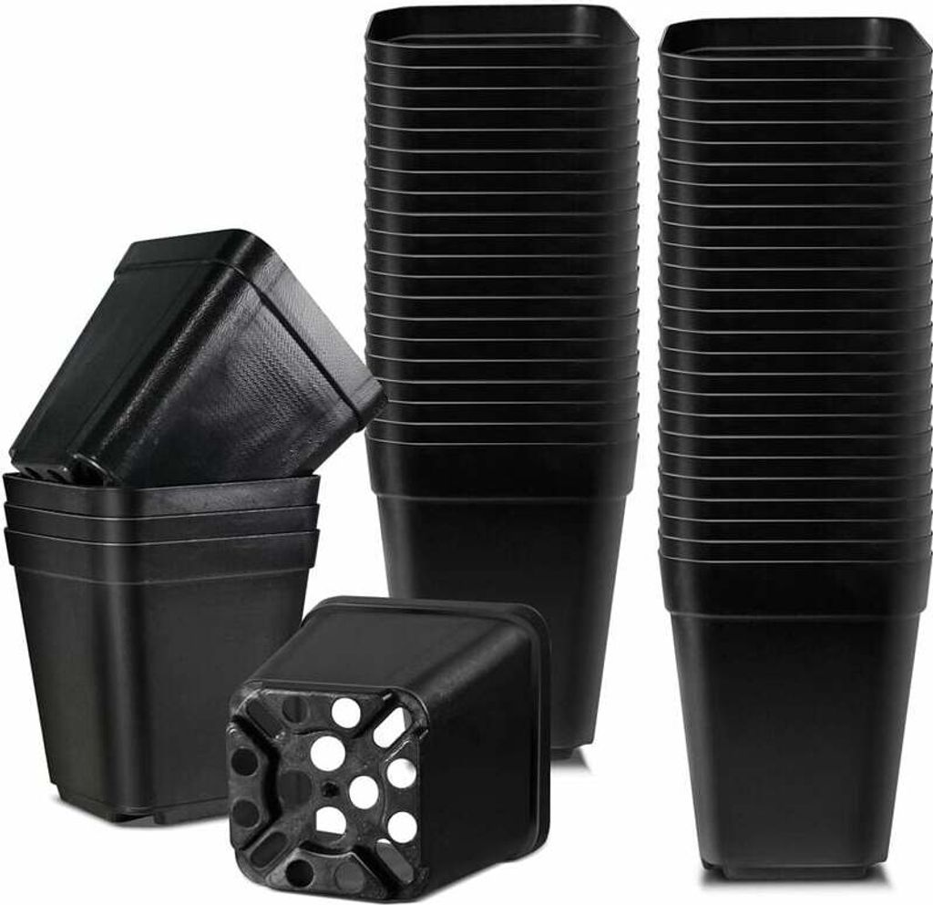 Setzlingtöpfe, 5,5 cm, 100 Stück, Anzuchttöpfe, wiederverwendbarer quadratischer Setzlingtopf/Setzlingtöpfe/Umpflanztopf/Anzuchttopf für Innen...