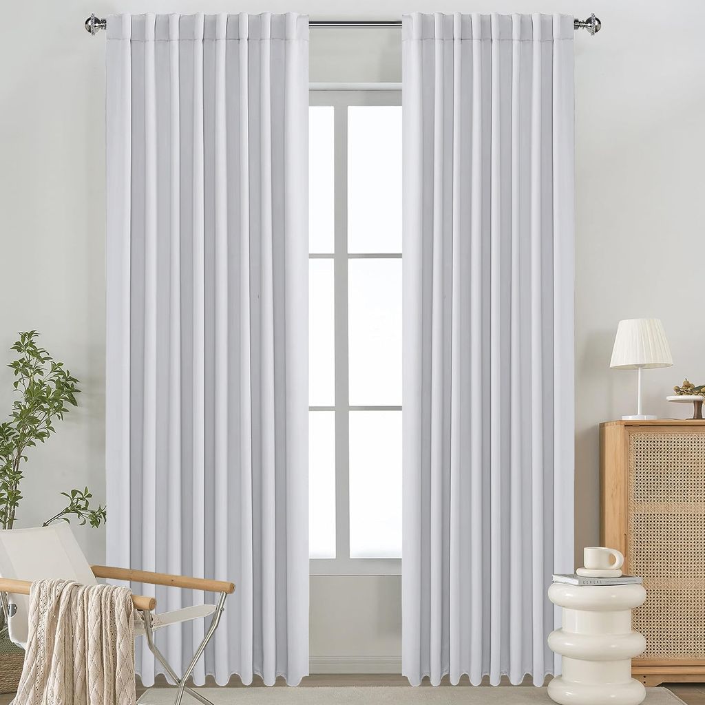 1 Stück, Verdunkelungsvorhänge Gardinen Thermisch Isoliert Gardinen Für Schlafzimmer Wohnzimmer,132x213cm, Weiß