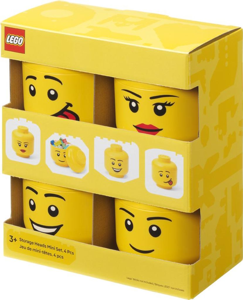 LEGO Mini-Aufbewahrungskopf-Set STORAGE HEAD 4-teilig 360 ml gelb